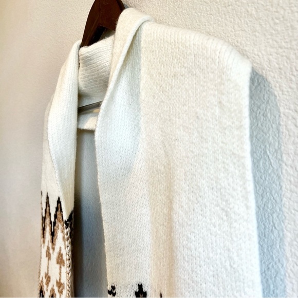 Lands End Women’s Fair Isle Blue Brown Cozy Soft Cotton Wool Scarf Outdoor NWT - Picture 2 of 7